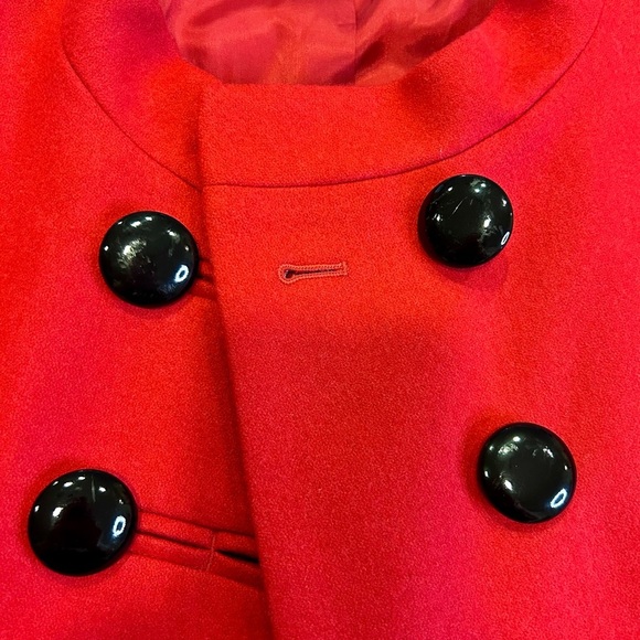 😍LOFT NWT Red Pea Coat with Double Breasted Style and Prominent Collar - Picture 13 of 16